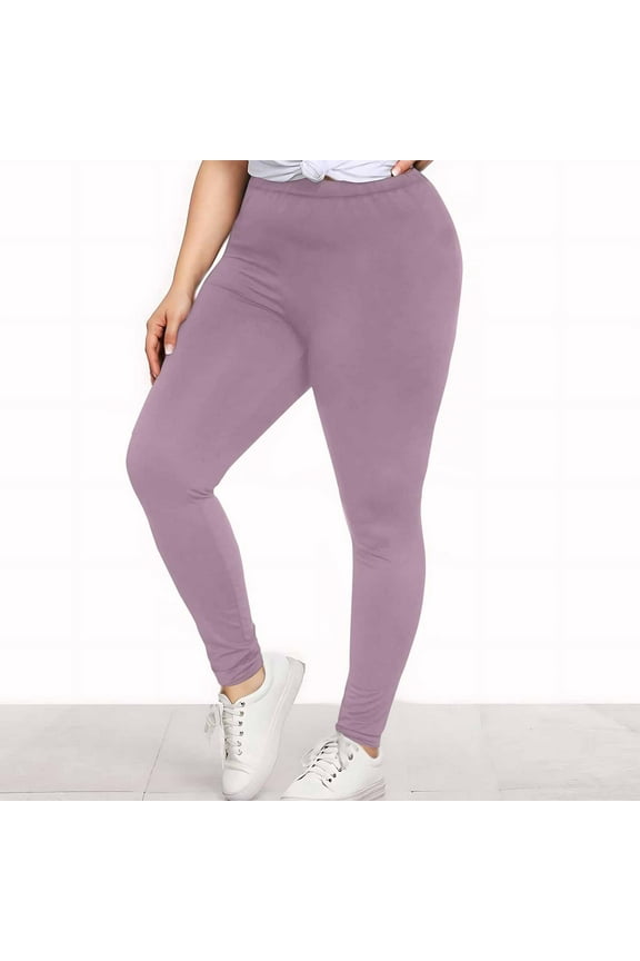 Women's Plus Size Yoga Leggings Skinny Stretch Workout Bottoms Elastic High Waist Tights Pants Purple 3XL