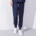 thumbnail image 1 of Oiangi Women's Scrub Joggers Elastic Waist Cinch Bottom Uniform Work Pants Solid Tapered Pant Navy L, 1 of 3