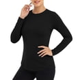thumbnail image 1 of Oiangi Women's Sun Shirts UPF 50+ Protection UV Long Sleeve Tops Crew Neck Slim Fit Swim Shirts Curved Hem Thumb Holes Rash Guard Black L, 1 of 5