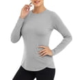 thumbnail image 1 of Oiangi Women's Sun Shirts UPF 50+ Protection UV Long Sleeve Tops Crew Neck Slim Fit Swim Shirts Curved Hem Thumb Holes Rash Guard Gray S, 1 of 5