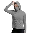 thumbnail image 1 of Oiangi Women's UPF 50+ Sun Hoodie with Face Mask Protection SPF Long Sleeve Shirts Quick Dry Thumb Holes Hiking Rash Guard Dark Gray L, 1 of 6