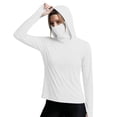 thumbnail image 1 of Oiangi Women's UPF 50+ Sun Hoodie with Face Mask Protection SPF Long Sleeve Shirts Quick Dry Thumb Holes Hiking Rash Guard White 2XL, 1 of 6