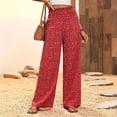 thumbnail image 1 of Oiangi Women's Wide Leg Pants Polka Dots Smocked Waist Palazzo Pant Fall Flowy Vacation Travel Trousers Red 2XL, 1 of 6