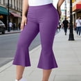 thumbnail image 1 of Oiangi Womens Capri Flare Leggings Plus Size Stretchy Yoga Capris Elastic High Waist Workout Bottoms Purple XL, 1 of 6