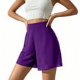 thumbnail image 1 of Oiangi Womens Chiffon Shorts High Waist Wide Leg Boxers Summer Casual Gauze Going Out Shorts Purple S, 1 of 5