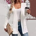 thumbnail image 1 of Oiangi Womens Chunky Knit Cardigans Long Sleeve Plus Size Sweaters Open Front Fall Casual Cover Up with Pockets White 2XL, 1 of 7