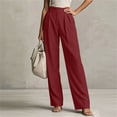 thumbnail image 1 of Oiangi Womens Dress Pants High Waisted Button Pleated Work Pant Fall Casual Business Straight Leg Trousers with Pockets Wine S, 1 of 9