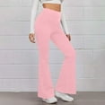 thumbnail image 1 of Oiangi Womens Flare Leggings Elastic High Waist Yoga Pants Stretchy Bootcut Pant Workout Bottoms Pink XL, 1 of 9