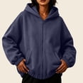 thumbnail image 1 of Oiangi Womens Full-Zip Hoodies Long Sleeve Pullover Basic Sweatshirts Fall Winter Daily Wear Sweatshirt with Pockets Navy L, 1 of 6