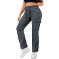 thumbnail image 1 of Oiangi Womens Hiking Pants Elastic Waist Drawstring Cargo Pant Straight Leg Lighweight Pants with Zipper Pockets Dark Gray XL, 1 of 4