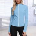 thumbnail image 1 of Oiangi Womens Plus Size Jackets Sun Protection Stand Collar Tops Zip Up Long Sleeve Golf Shirts Quick Dry Athletic Workout Top Light Blue 3XL, 1 of 7