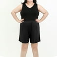 thumbnail image 1 of Oiangi Womens Plus Size Pj Bottoms Casual Elastic Waist Pajama Shorts Wide Leg Loose Loungewear Shorts with Pockets Black 4XL, 1 of 7