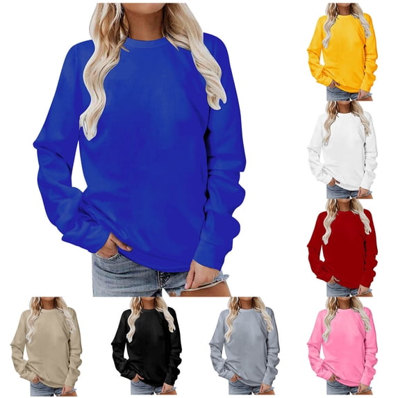 Oiangi Womens Plus Size Sweatshirt Crewneck Long Sleeve Pullover Tops Cozy No Hood Winter Sweatshirts White 5XL