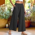 thumbnail image 1 of Oiangi Womens Plus Size Wide Leg Pants Elastic Waist Palazzo Pant Fall Trendy Ankle Trousers with Pockets Black 4XL, 1 of 7