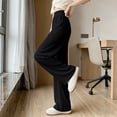 thumbnail image 1 of Oiangi Womens Wide Leg Pants Elastic Waist Ribbed Flowy Palazzo Pants Summer Casual Lightweight Pant Black S, 1 of 5