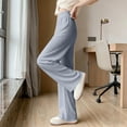 thumbnail image 1 of Oiangi Womens Wide Leg Pants Elastic Waist Ribbed Flowy Palazzo Pants Summer Casual Lightweight Pant Gray S, 1 of 5