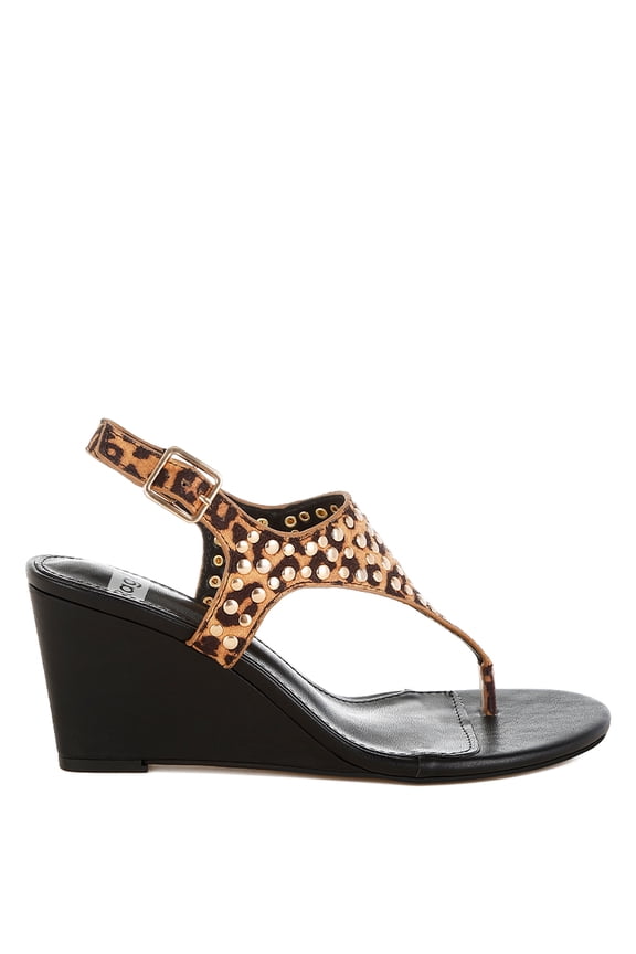 Oidah Leopard Print Studded Wedges