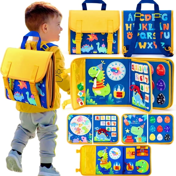 Oiduwi Busy Board Montessori Toys for Children, Educational Sensory Toy for Learning Activities Fine Motor Skills, Road Trip Airplane Travel Toys for Toddlers Kids Age 1-4