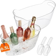 Oiduwi 2 Packs Ice Bucket for Parties , Portable Drink Bucket for Cocktail Bar, Plastic Champagne Cooler for Beverage/Wine/Beer, Mimosa Bar Supplies Chiller Tub with Scoop6.5L
