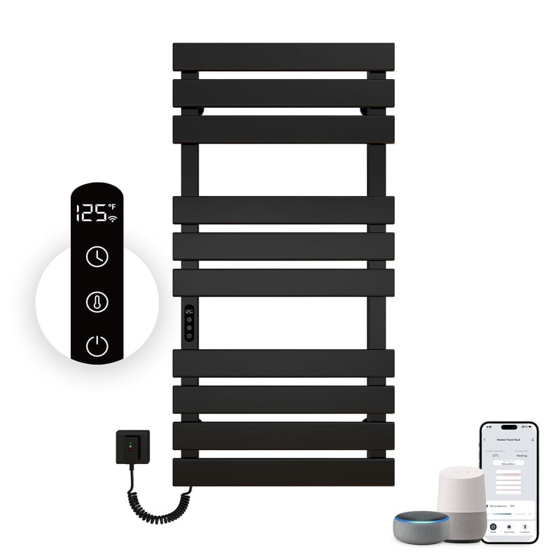 Black 43x22 Inch WiFi Wall Mounted Electric Towel Warmer