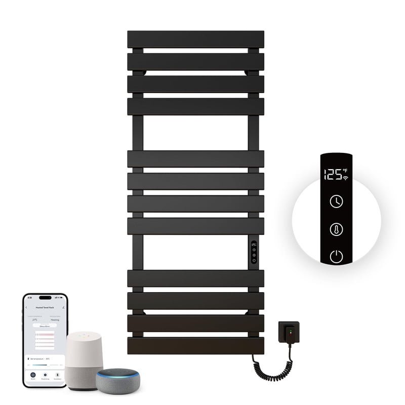 Black 51x22 Inch WiFi Wall Mounted Electric Towel Warmer