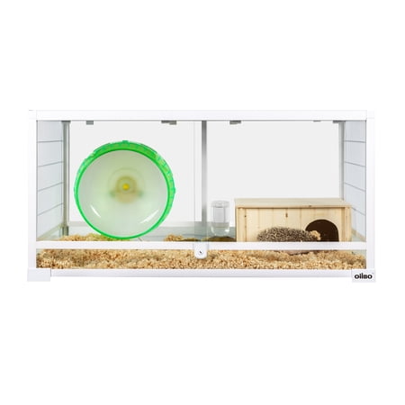 OiiBO 36" Small Animal Cage, Sliding Double Doors with Lock, White