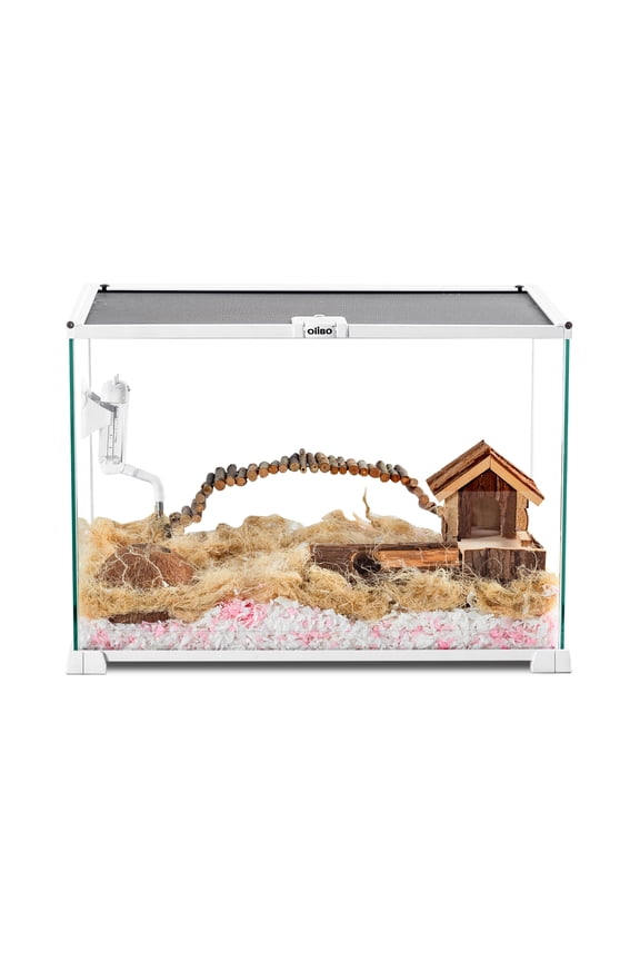 REPTIZOO Knock-Down Mini Glass Reptile Habitat, 360 Rotation Visually Reptile Terrarium 201214(14.5 gallon)Easy Assembly.