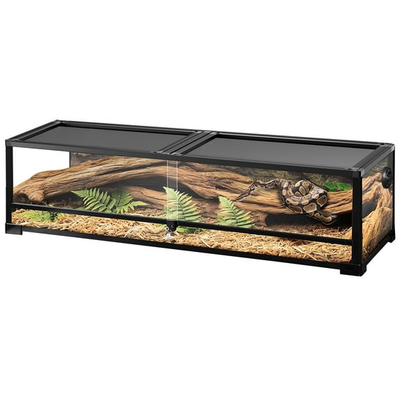 OiiBO Large Reptile Tank 45 Gallon, 360Full Vision Glass 48 Long & 12.6 Low Reptile Terrarium