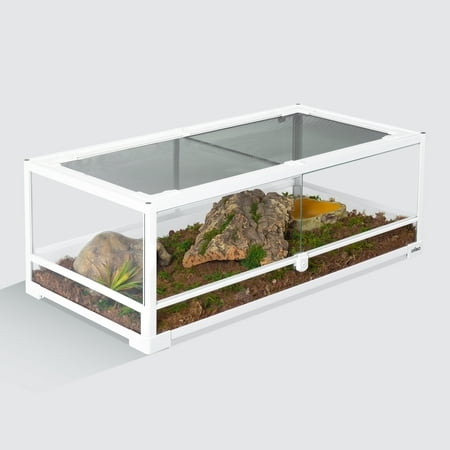 OiiBO Reptile Glass Terrarium with Swing Doors, 36" x 18" x 12.6"(35 gallon), White