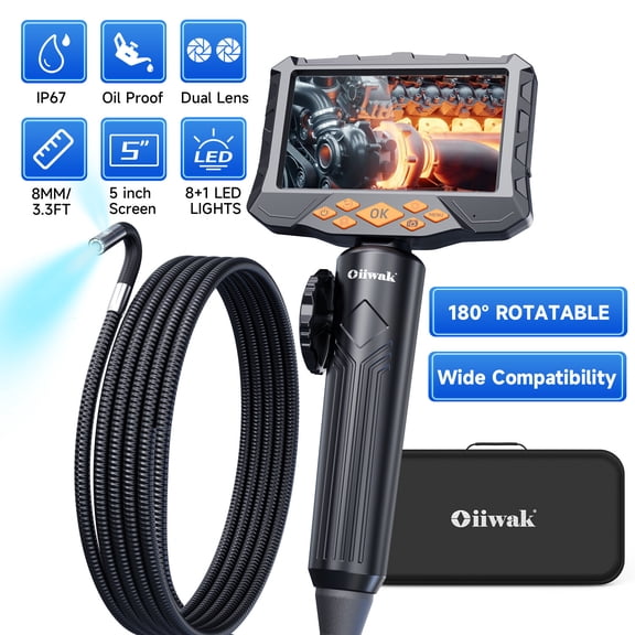 Oiiwak 5inch 3FT Endoscope Camera Articulating Borescope Industrial Inspection