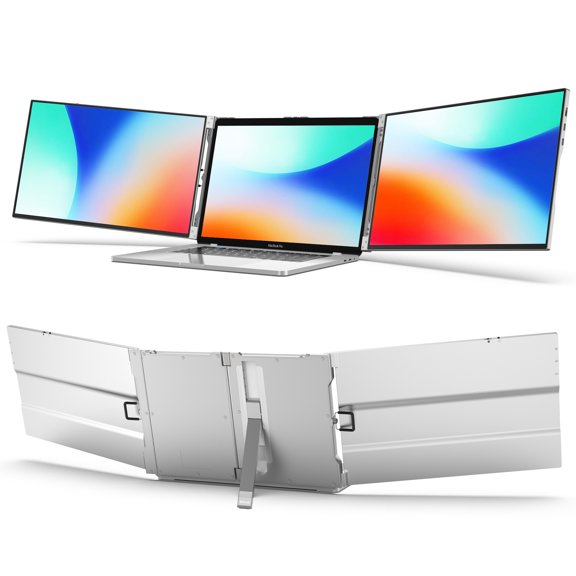 Oiiwak Triple Monitor for Laptop |Monitor Extender|14" Tri-Screen Made in Luxury Al Alloy |1200P IPS FreeSync Bezel-Free Portable Monitor