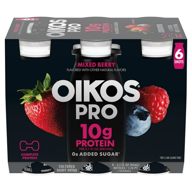 Oikos Pro Mixed Berry Dairy Drink, 10g of Protein, 0g Added Sugar