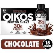 Oikos Protein Shake, Chocolate, 30g Protein, Shelf Stable, 12 Fl Oz Bottle, 15 Count
