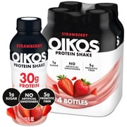 Oikos 30g Protein Shake, Strawberry, Shelf Stable, 12 fl oz, 4 Count  Bottles
