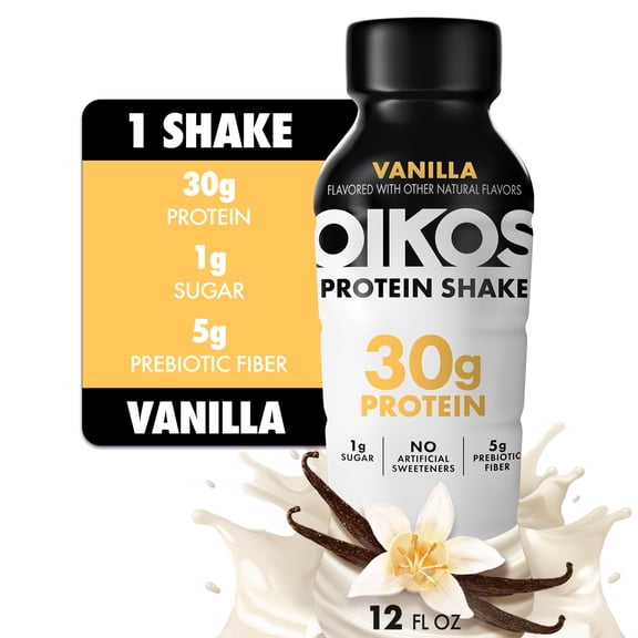 Oikos Protein Shake, Shelf Stable, Vanilla, 30g Protein, 12 fl oz Bottle