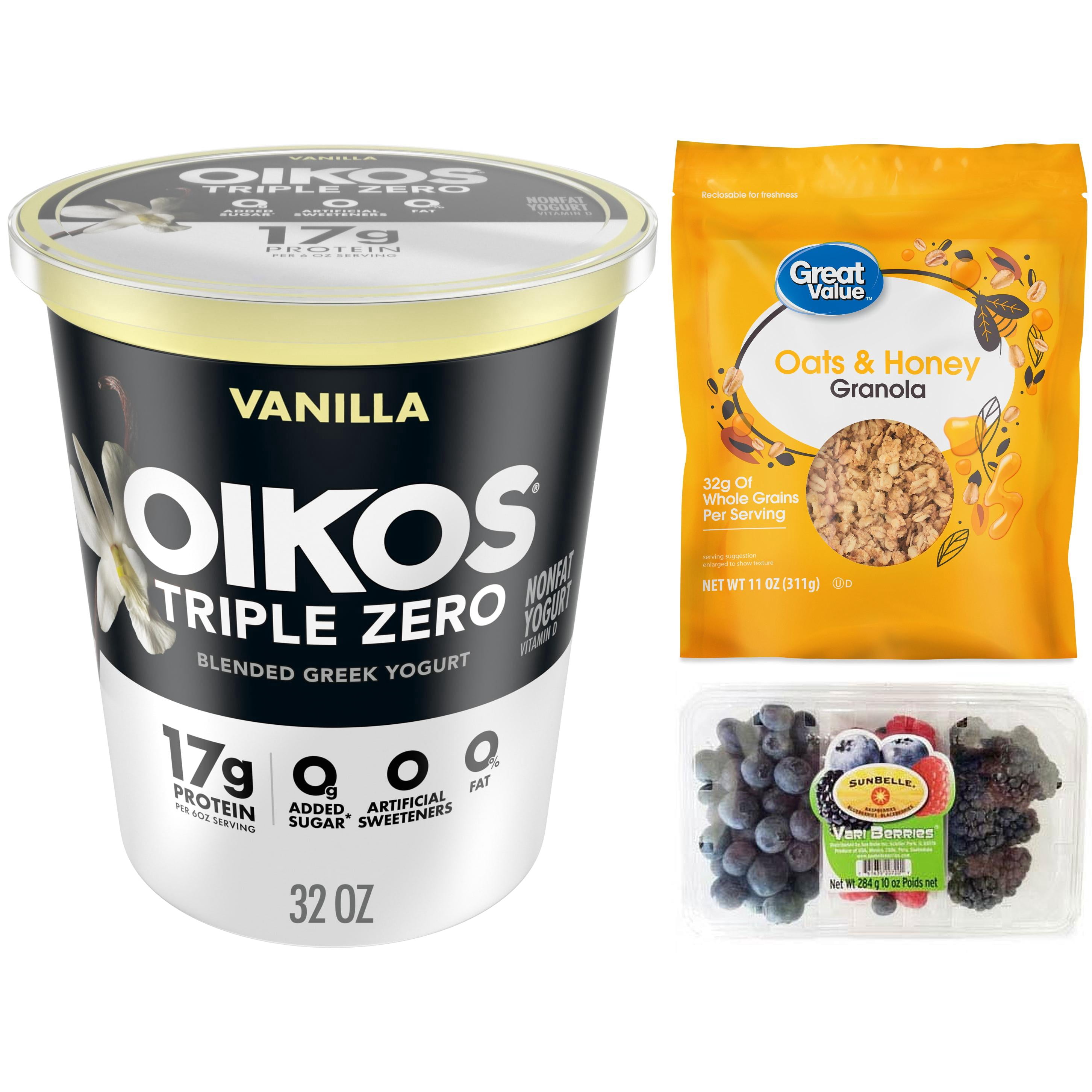 Oikos Vanilla Greek Yogurt, Granola & Mixed Berries Breakfast Bundle