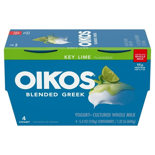 Oikos Whole Milk Key Lime Greek Yogurt, 5.3 Oz. Cups, 4 Count