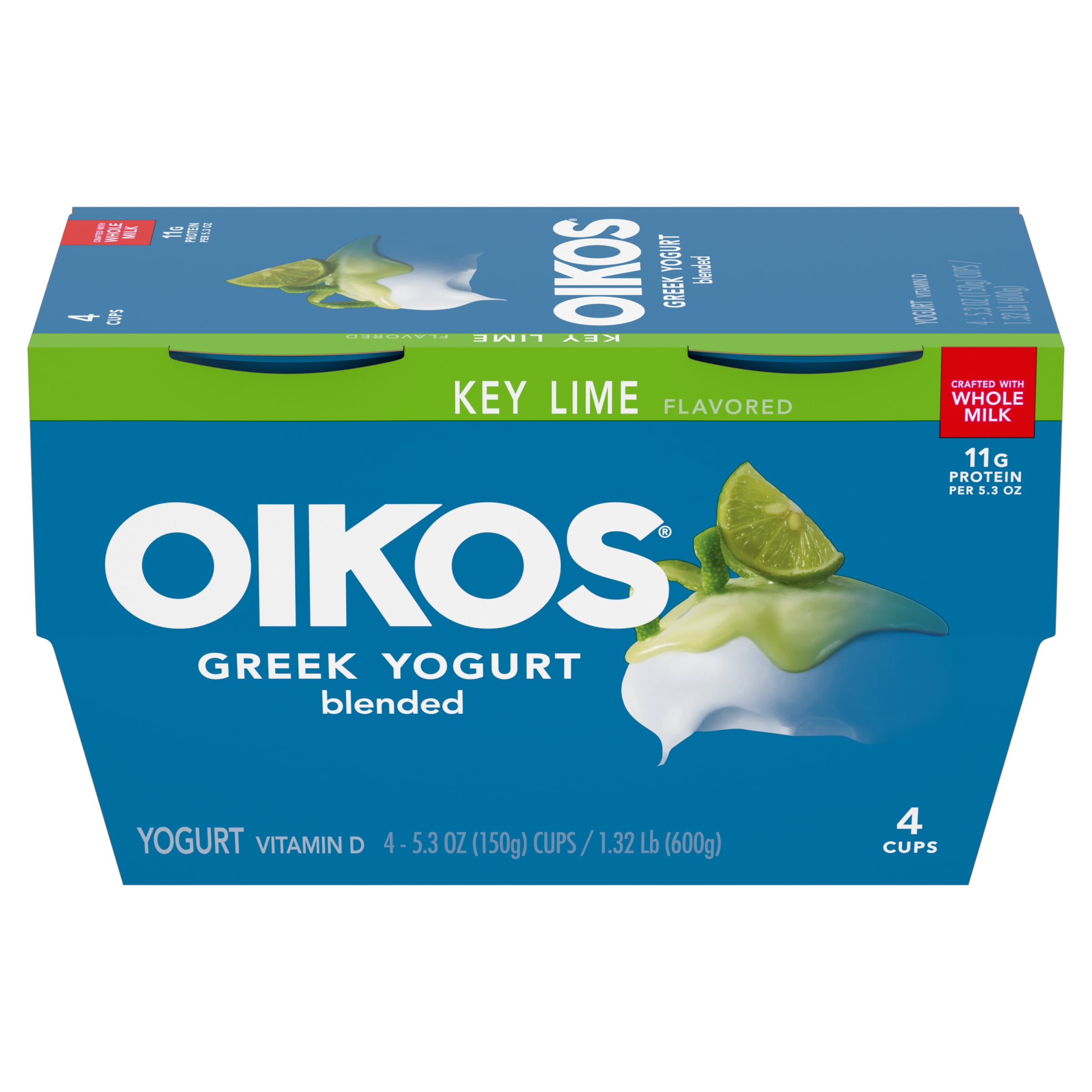 Oikos Whole Milk Key Lime Greek Yogurt, 5.3 Oz. Cups, 4 Count