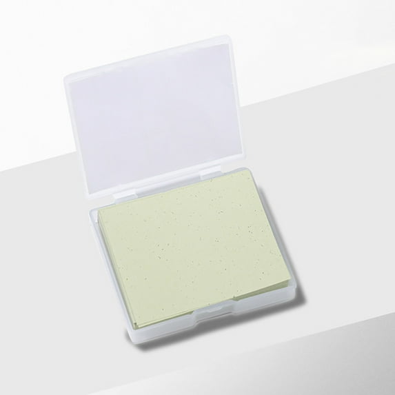 Oil Absorbing Paper with Powder Puff & Mirror - 100 Sheets, Portable Facial Oil Control Blotting Papers, Matte Finish Makeup Essential, Travel-Friendly Compact Box