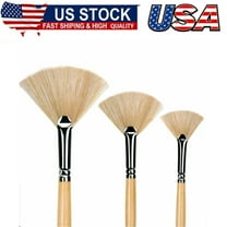 Oil Acrylic Paint Brushes Artist Fan Paint Brush Set Natural Bristle Long Handle