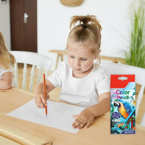 Oil-Based Colored Pencil Set for Students, Plastic Barrel Drawing Pencils for Children, Vibrant Art Supplies for Coloring and Sketching