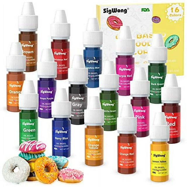 Oil Based Food Coloring for Chocolate SigWong 16 Colors Upgraded Edible Food Dye Coloring for