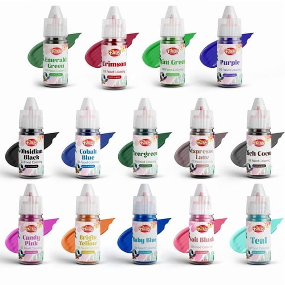 Oil Based Food Coloring GGA1 for Chocolate, 14 Colors Oil Food Dye for Baking, Cake Decorating, Candy Melts, Food Grade Dye for Icing, Frosting, Fondant, Slime, DIY