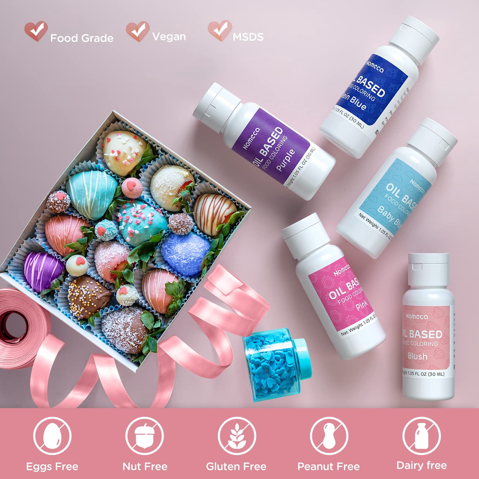 Oil Based Food SCH4Coloring for Chocolate - 30 Milliliters Upgraded Blush Oil Food Color for Baking Cake Decorating, Edible Food Dye for Candy Melts Cookies Easter Egg Icing Fondant Meringues
