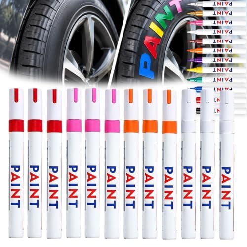 Oil-Based Marker for Tire Lettering & DIY Projects, Magic Waterproof Tire Paint Pen for Rocks Painting, Wood, Plastic, Canvas, Glass, Mugs, Metal, Stone, DIY Craft