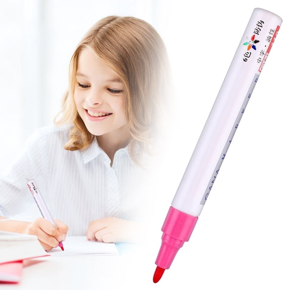 Oil Based Tire Paint Pen, Tire Lettering Marker for DIY Car Detailing, Permanent Paint Marker with Strong Coverage for Rubber, Wood, Plastic, Metal, Stone and Vinyl Surfaces, 5ml, Pink