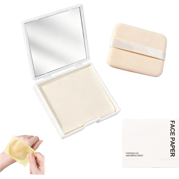 Oil Blotting Sheets for Face, 100Pcs Face Blotting Sheets Bring 100 PCS refills forOily Skin with Mirror & Makeup Puff, Keeps Makeup Fresh All Day,Oily Skin Blotting Paper for Women (Gardenia)