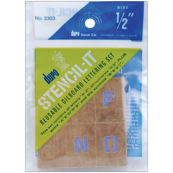 Oil Board Lettering Stencils - 1/2" Set