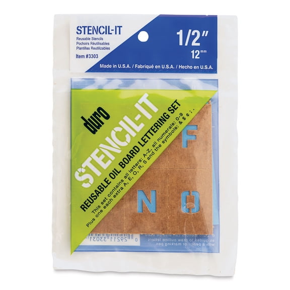 Oil Board Lettering Stencils - 1/2" Set