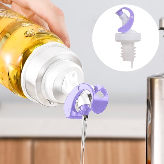 Oil Bottle 1 Stopper Olive Pourer Dispenser Kitchen Tool for Liquids with Mouth Stopper and Flip Top, 1.5*3.27 inch, Purple